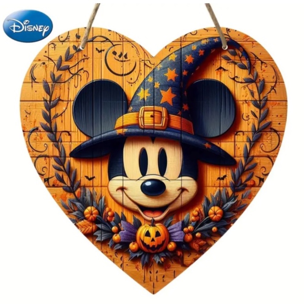 NWT! Halloween Holiday Disney Mickey Mouse Heart Shaped Pumpkin Wall Art Sign!